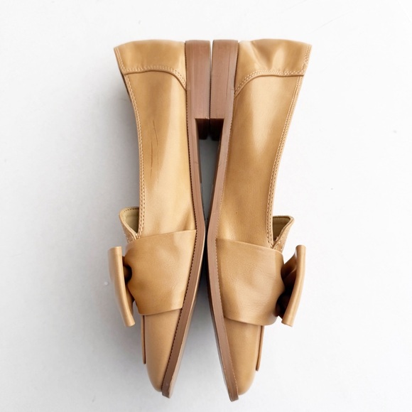 ASOS DESIGN Mentor bow loafers flats shoes in tan slip on bows size 8 - Picture 3 of 7